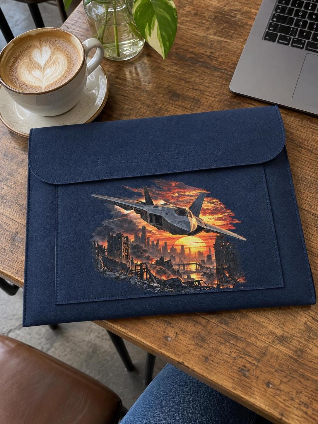 Avengers: Doomsday – Stíhačka nad ruinami – plstěná taška na notebook s potiskem (BagBase BG 726)